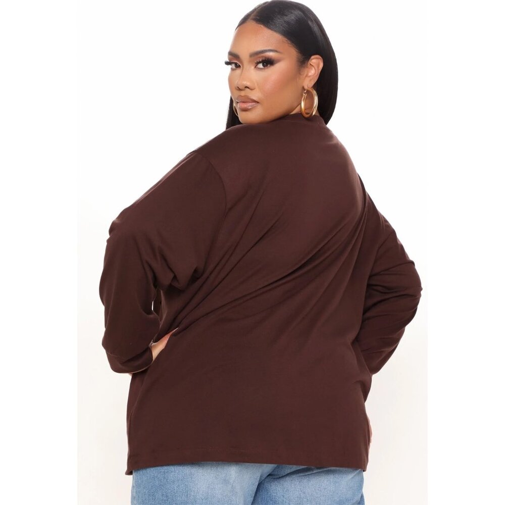 Fashion Nova ✦ Future In Your Hands Tarot Top ✦ Brown Distressed Oversized Tunic - Picture 8 of 10